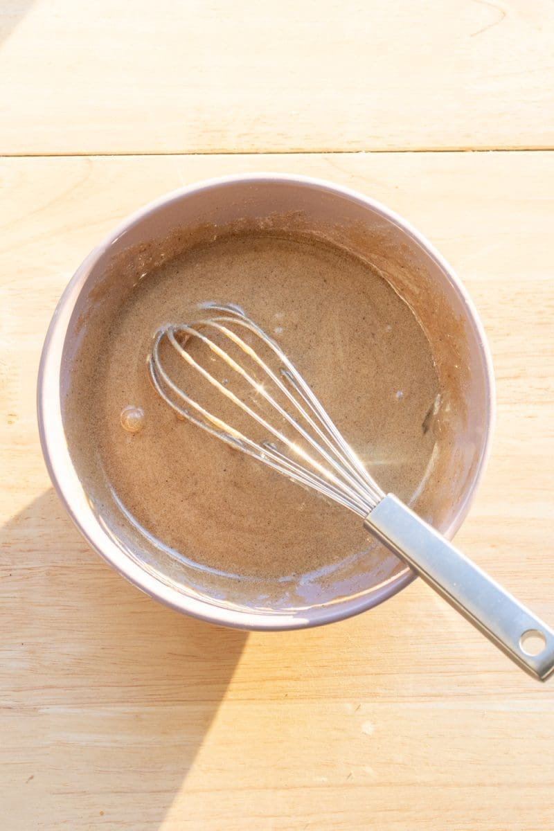 The wet ingredients whisked together.
