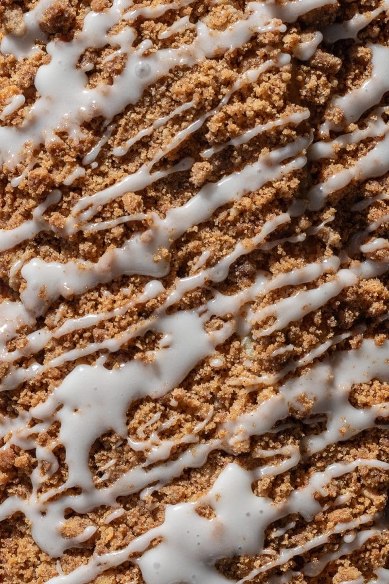 Close up of the top of the small batch coffee cake.