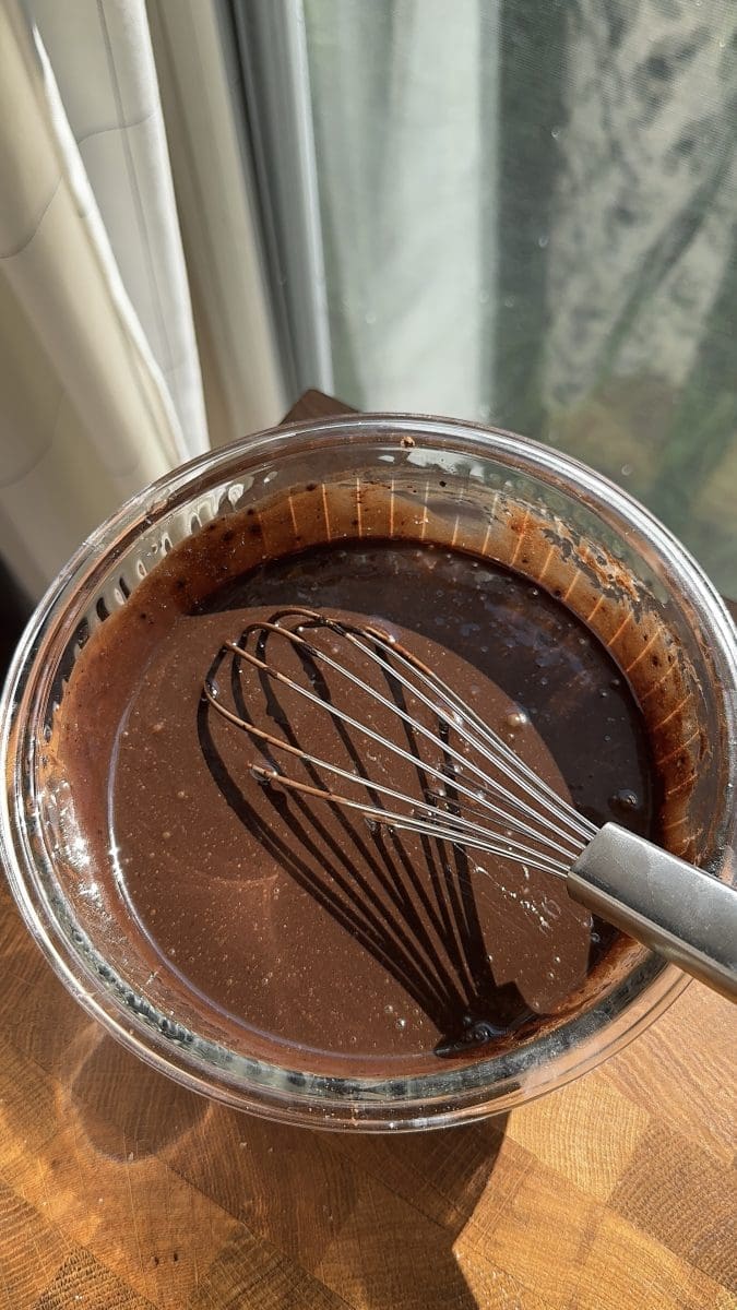 All of the wet ingredients whisked together.