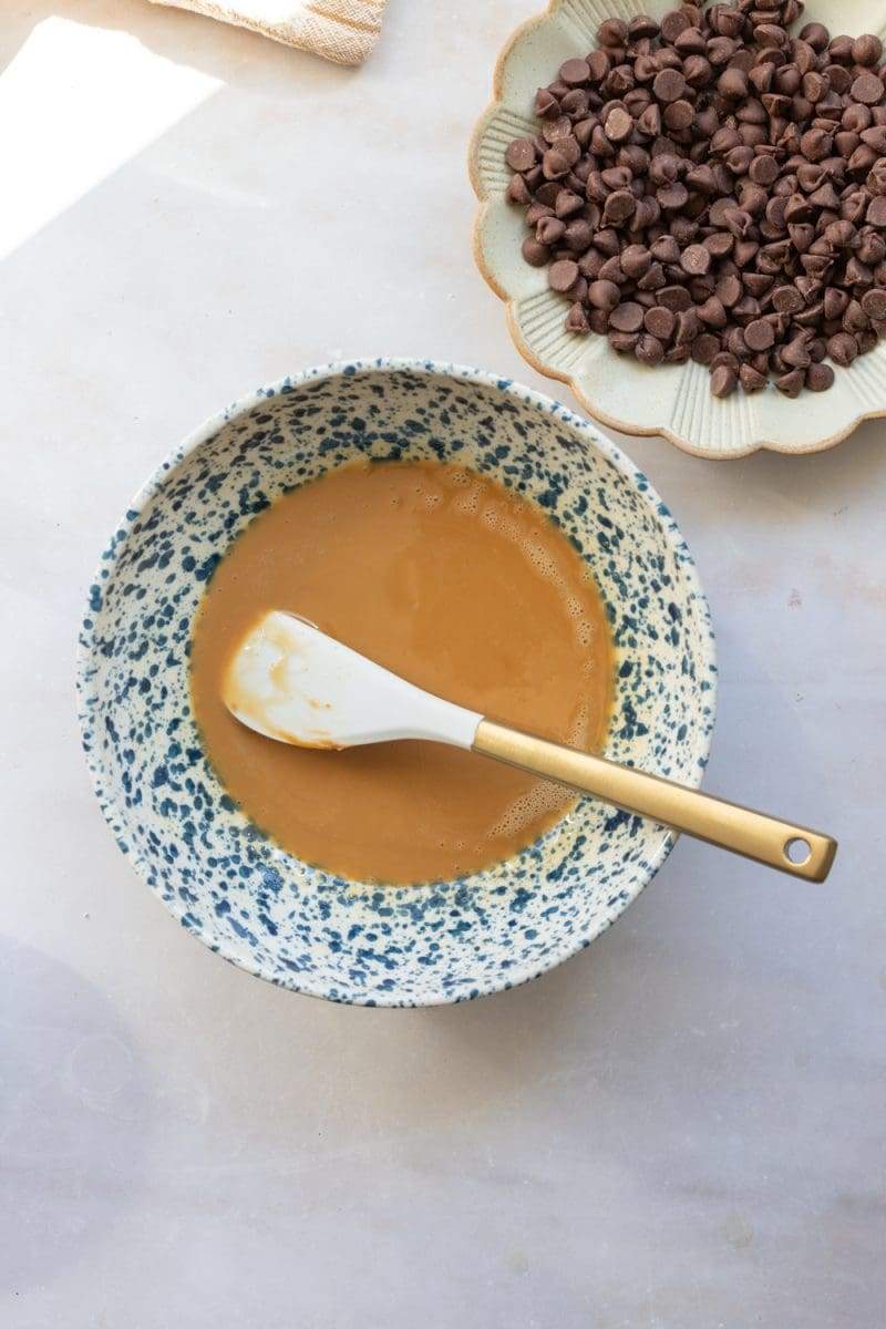 The cookie butter and butter mixed together.