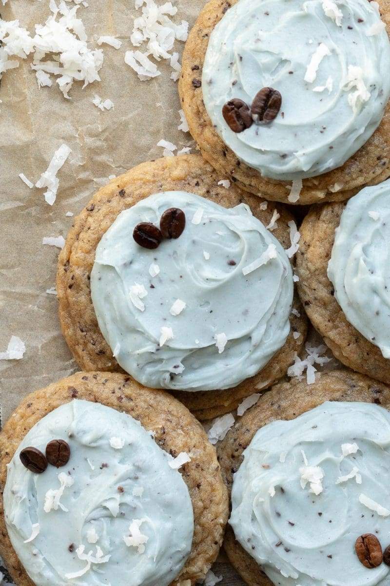 Close up of the robin's egg cookies
