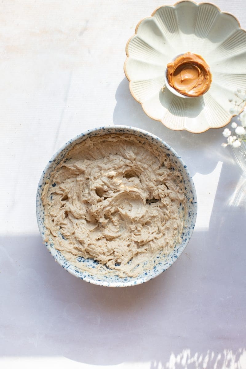 The cookie dough after mixing in the egg and vanilla.