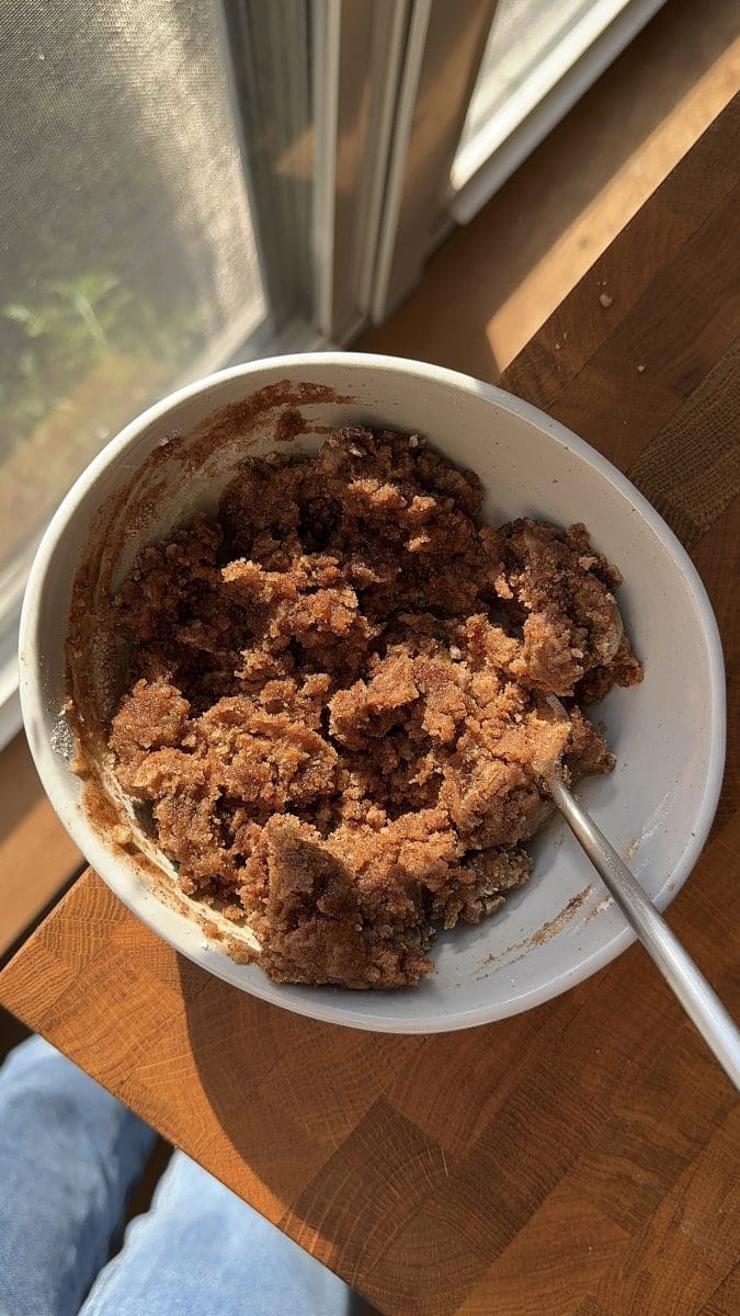 Streusel in a small mixing bowl.
