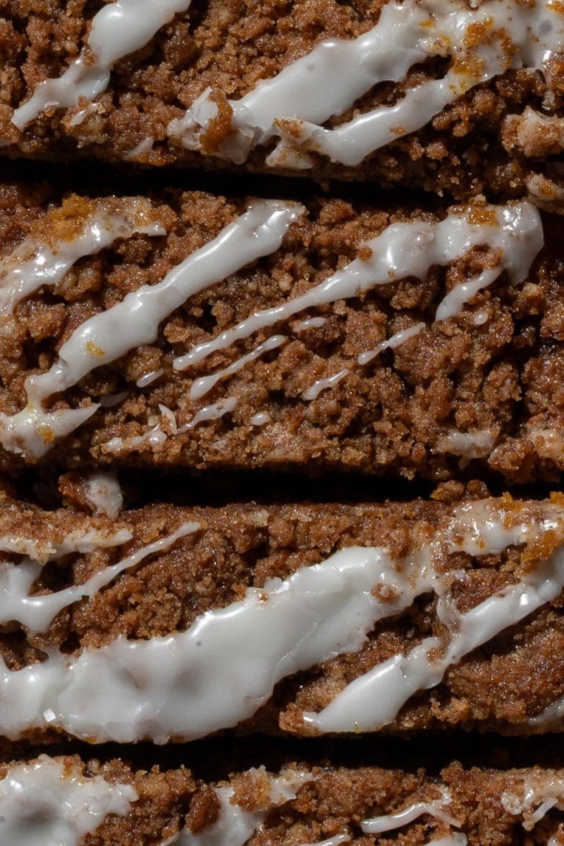 Close up of the top of the pumpkin coffee cake