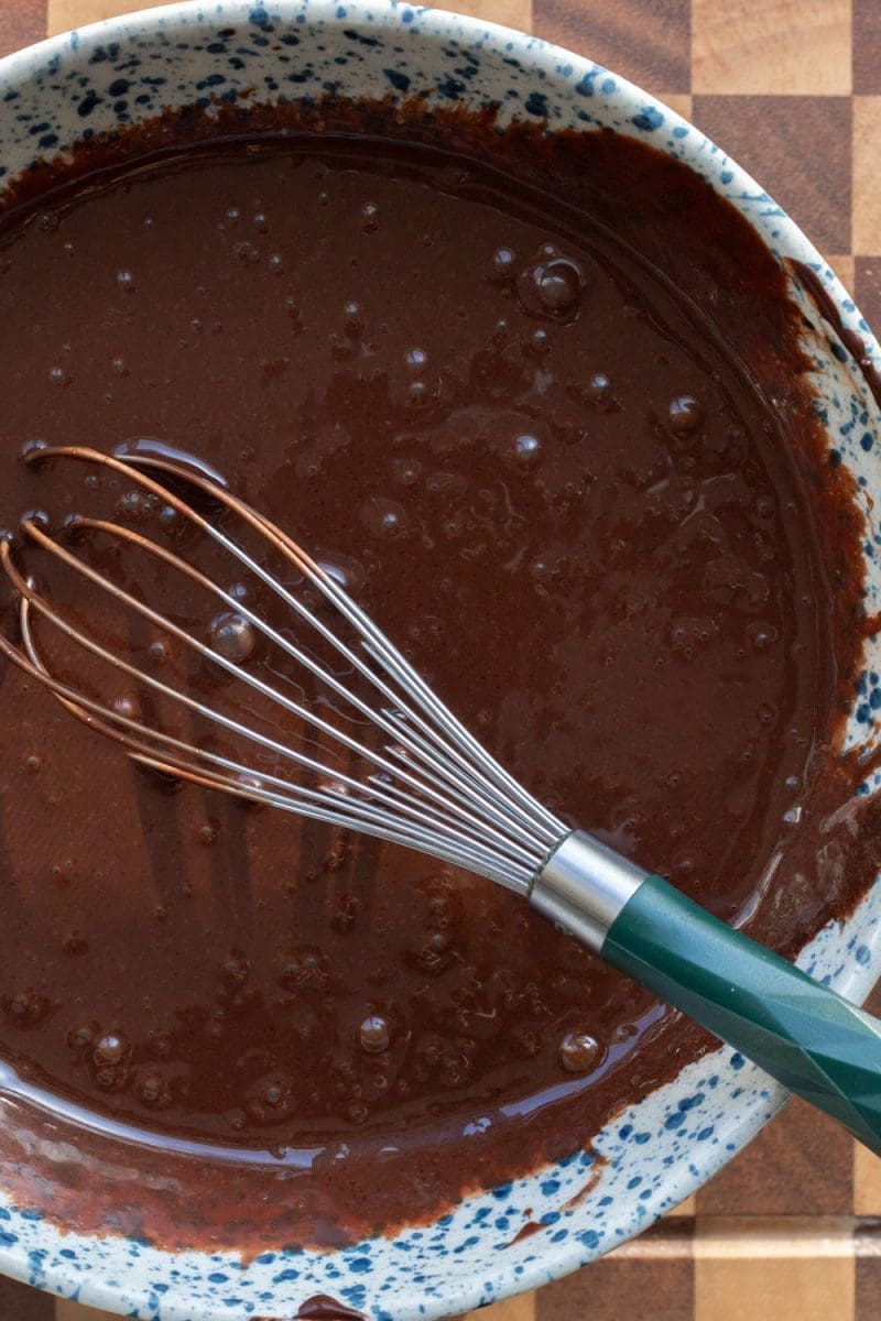 The wet ingredients whisked together.