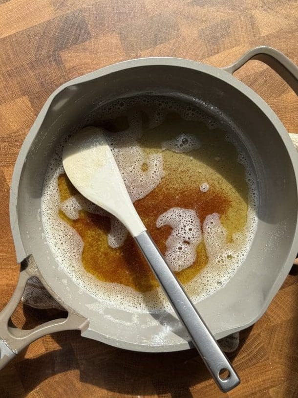 The butter browned in a saucepan.