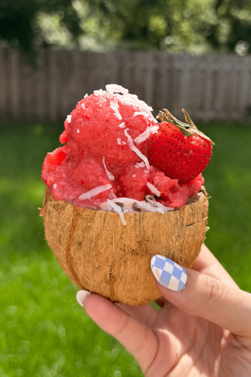 No-Churn Strawberry Coconut Sorbet