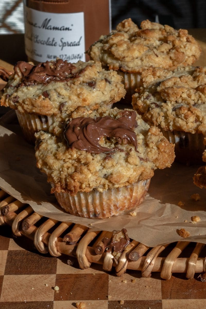 Close up of the small batch eggless banana muffins.