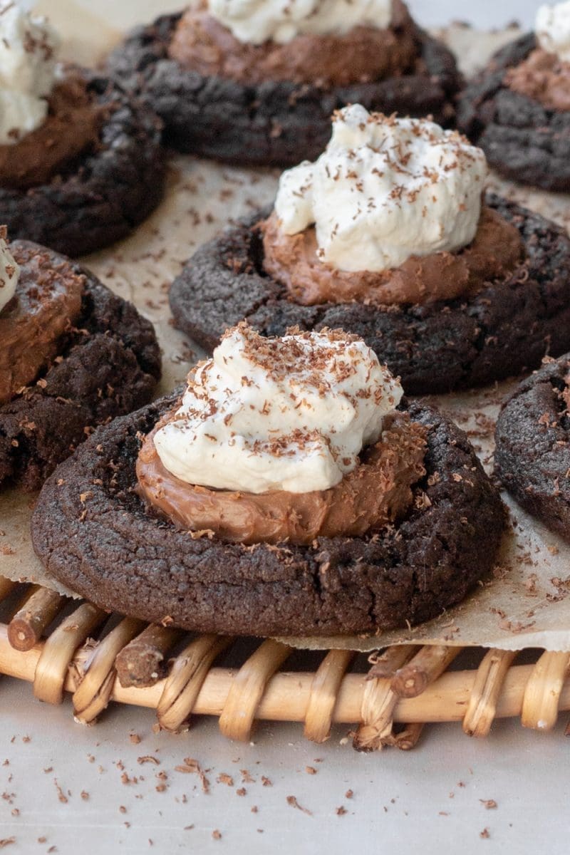Close up of the french silk pie cookies