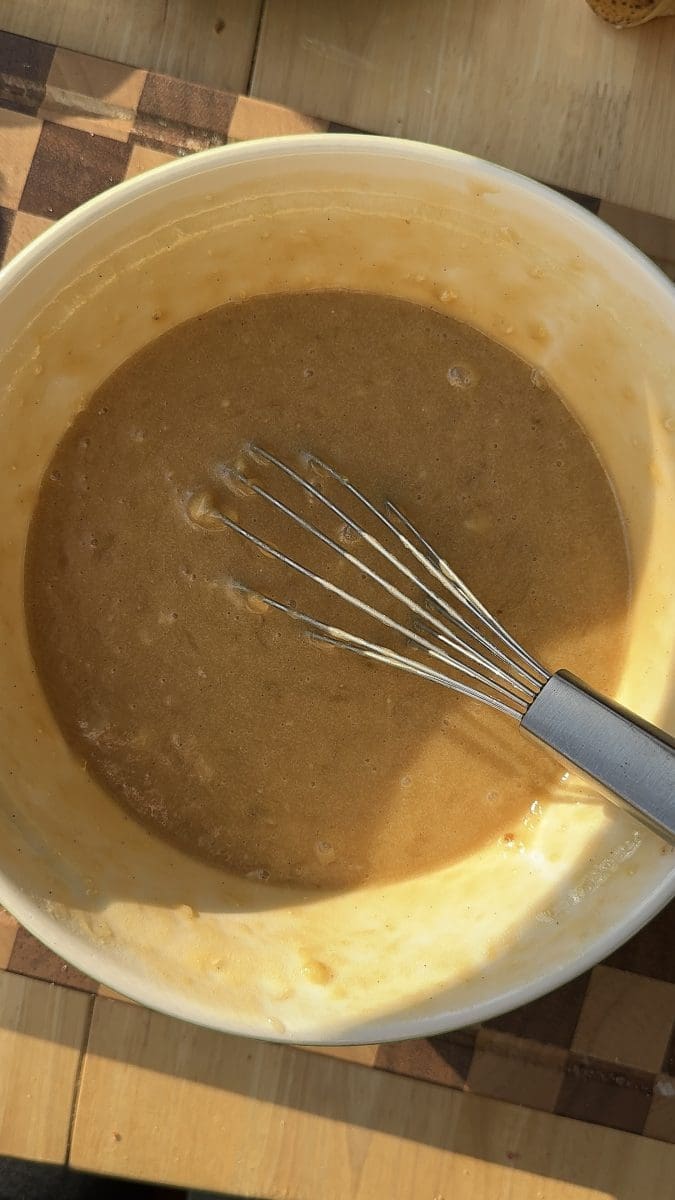 The wet ingredients whisked together.